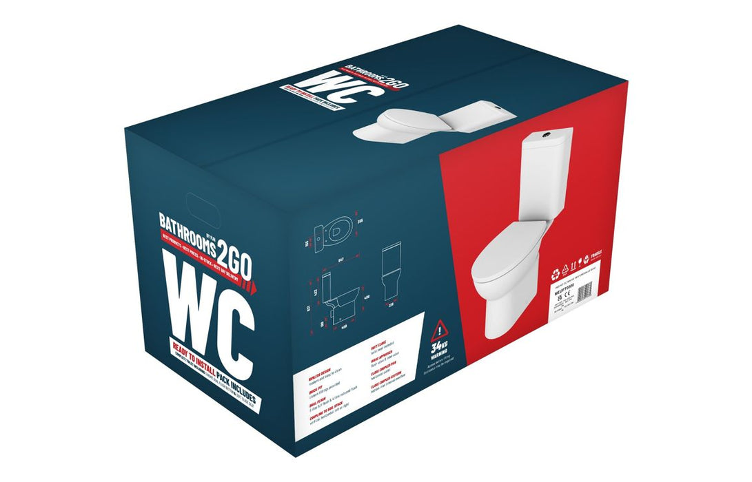//2Go Close Coupled Rimless WC & Soft Close Seat