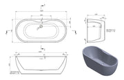 //2Go Freestanding 1650x745x580mm 0TH Bath