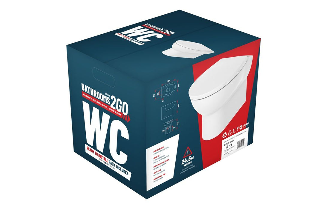 //2Go Rimless Back To Wall WC & Soft Close Seat