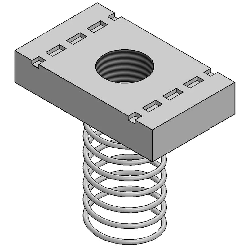 Channel Nut Long Spring M8 Thread Bright Zinc Plated [Pack=20]