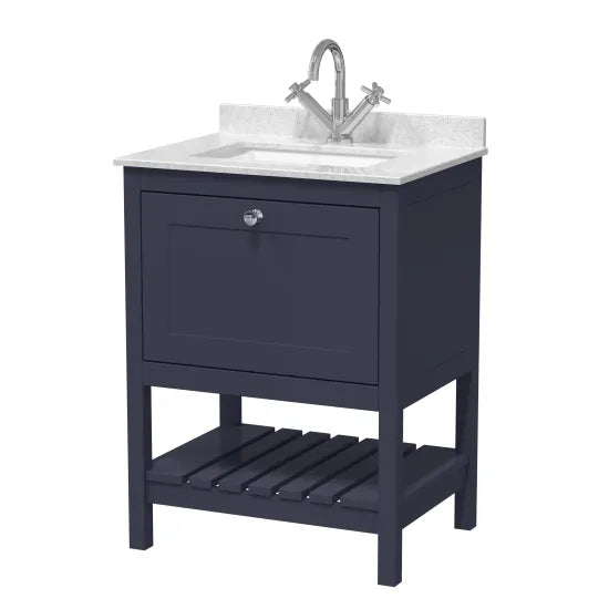 600mm Indigo Blue Hudson Reed Floor Standing Vanity - Marble Top Basin 1TH (Vanity, Basin, or Set)