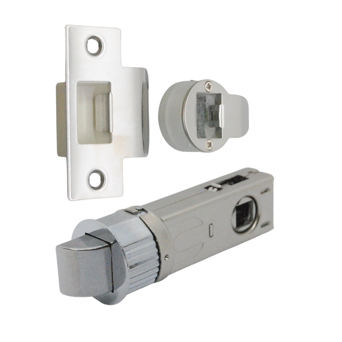 Quick Latch - Round Passage Latch 71mm (57mm Backset) Polished Chrome