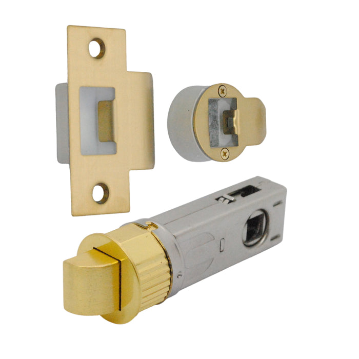 Quick Latch - Round Passage Latch 71mm (57mm Backset) Satin Brass