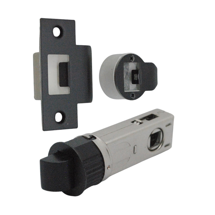 Quick Latch - Round Passage Latch 71mm (57mm Backset) Matt Black