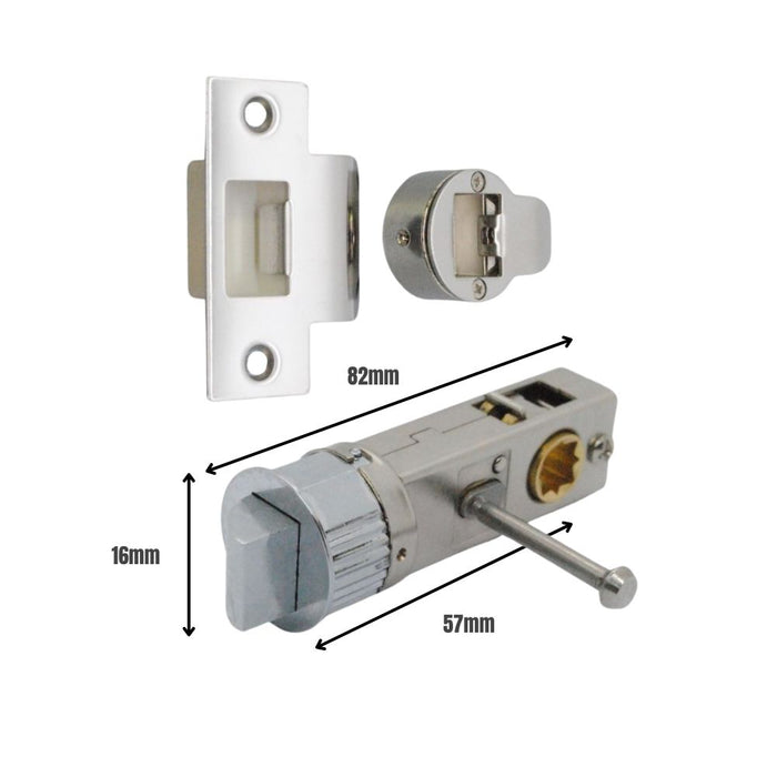 Quick Latch - Round Push Button Privacy Latch 71mm (57mm Backset) Polished Chrome