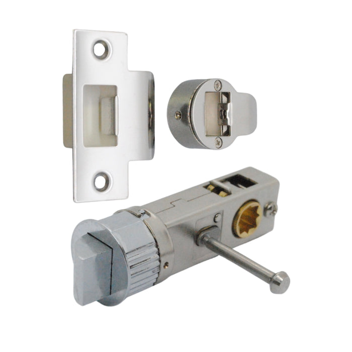 Quick Latch - Round Push Button Privacy Latch 71mm (57mm Backset) Polished Chrome