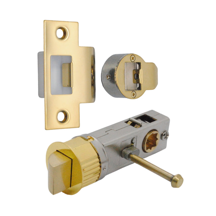 Quick Latch - Round Push Button Privacy Latch 71mm (57mm Backset) Polished Brass