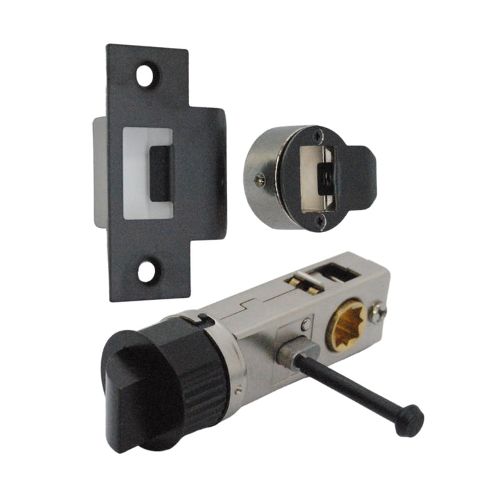 Quick Latch - Round Push Button Privacy Latch 71mm (57mm Backset) Matt black