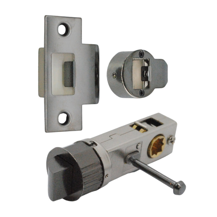 Quick Latch - Round Push Button Privacy Latch 71mm (57mm Backset) Black Nickel