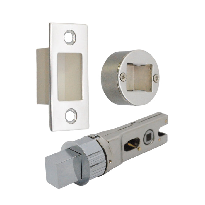 Quick Latch - Round Dead Bolt 71mm (57mm Backset) Polished Chrome