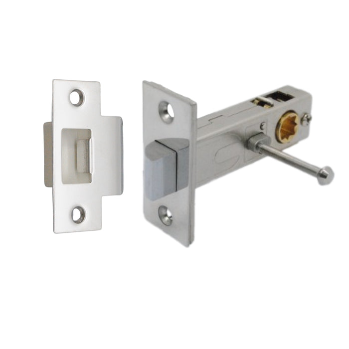 Premium Rectangular Push Button Privacy Tubular Latch 71mm (57mm Backset) Polished Chrome