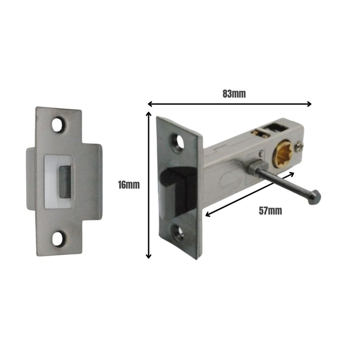 Premium Rectangular Push Button Privacy Tubular Latch 71mm (57mm Backset) Black Nickel