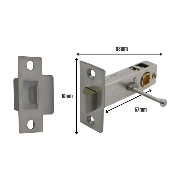 Premium Rectangular Push Button Privacy Tubular Latch 71mm (57mm Backset) Gun Metal