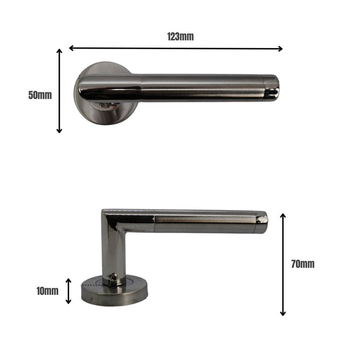 Vibe Dubel Door Handle on Satin & Polished Stainless Steel for Internal Doors