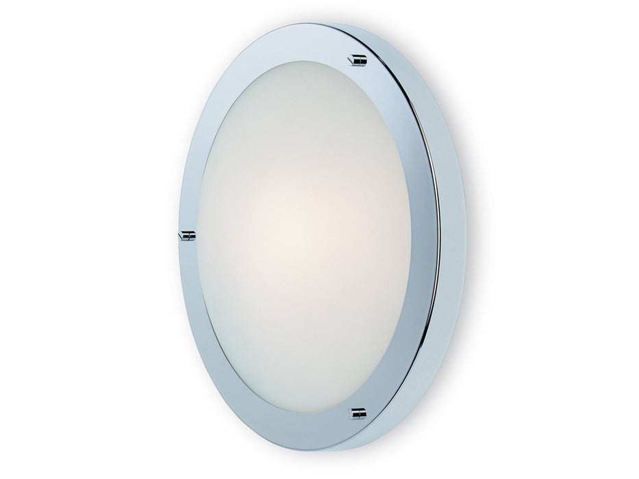 Rondo Flush Ceiling Fitting / Wall Light - Chrome with Opal Glass