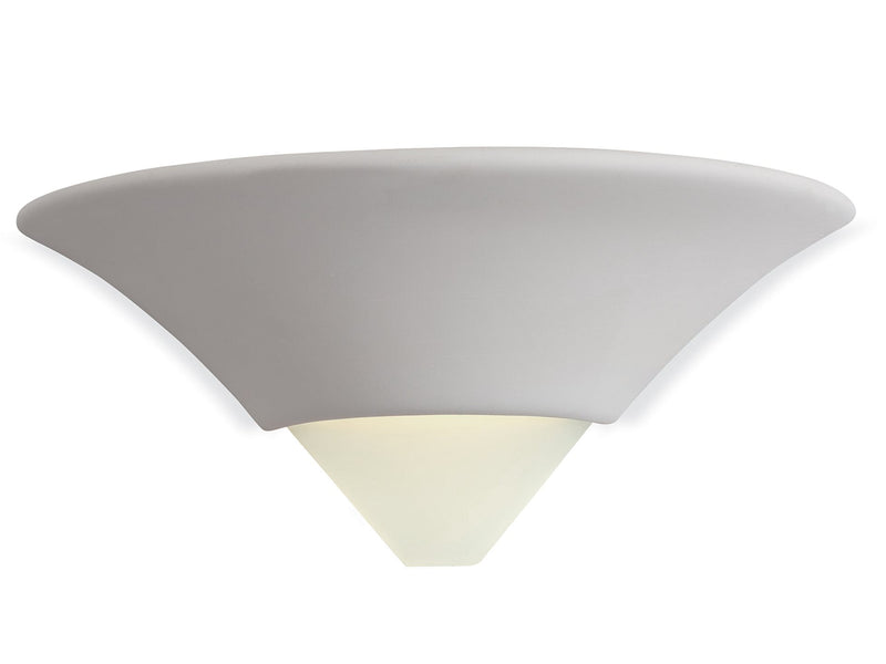 Ceramic Wall Light - Unglazed with Acid White Glass - V Dome with Cut Out