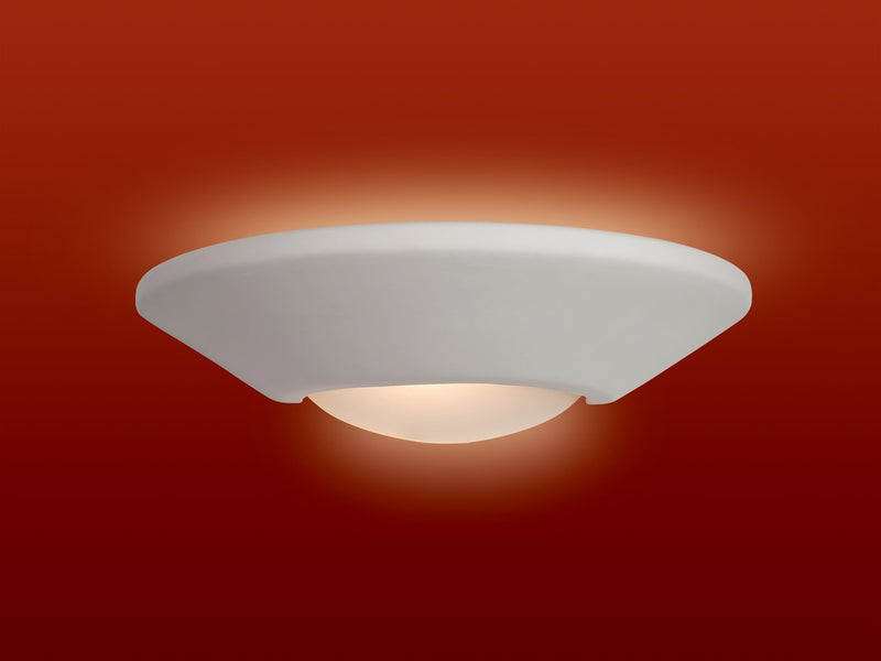 Ceramic Wall Light - Unglazed with Acid White Glass - 370mm