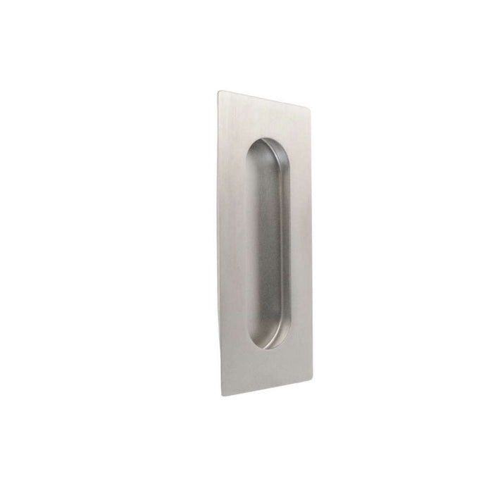 Flush Door Pull Square Corner (Round Inner) Satin Stainless Steel 120x50mm