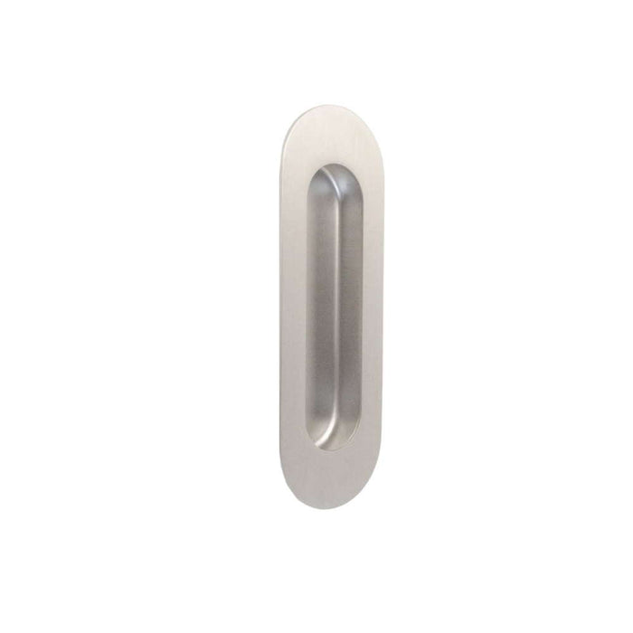 Flush Door Pull Oval (Round Inner) Satin Stainless Steel 120x40mm
