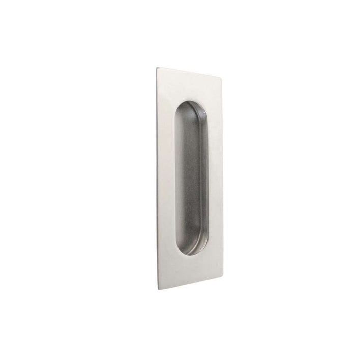 Flush Door Pull Square Corner (Round Inner) Polished Stainless Steel 120x50mm