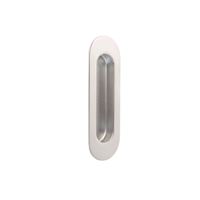 Flush Door Pull Oval (Round Inner) Polished Stainless Steel 120x40mm
