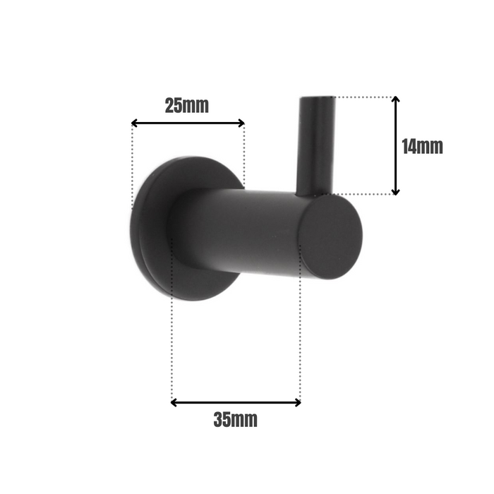 Modern Stud Robe Hook Matt Black