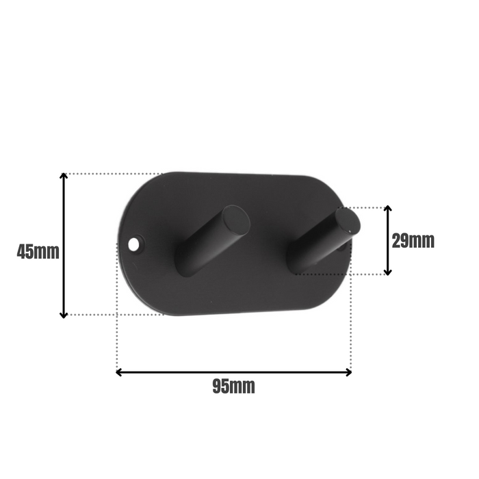 Modern Double Robe Hook Matt Black