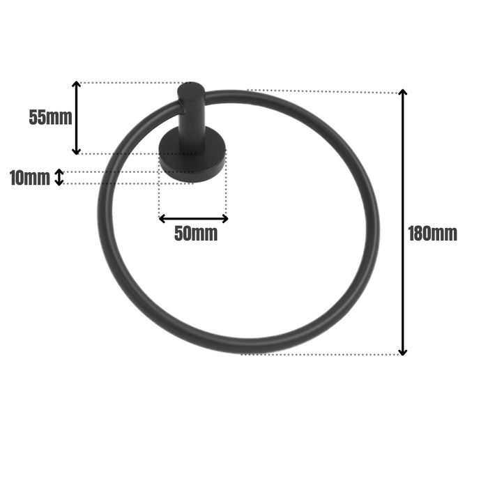 Modern Towel Ring Matt Black