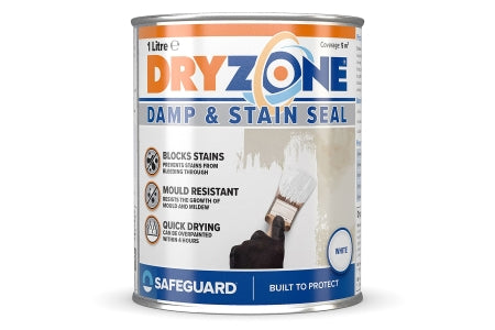 Safeguard Dryzone Stain Seal & Damp Proof Paint White 1