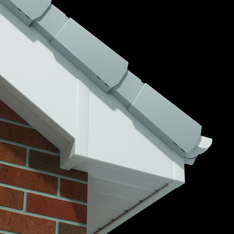 White Square Jumbo Fascia Box End (1.25m Length)