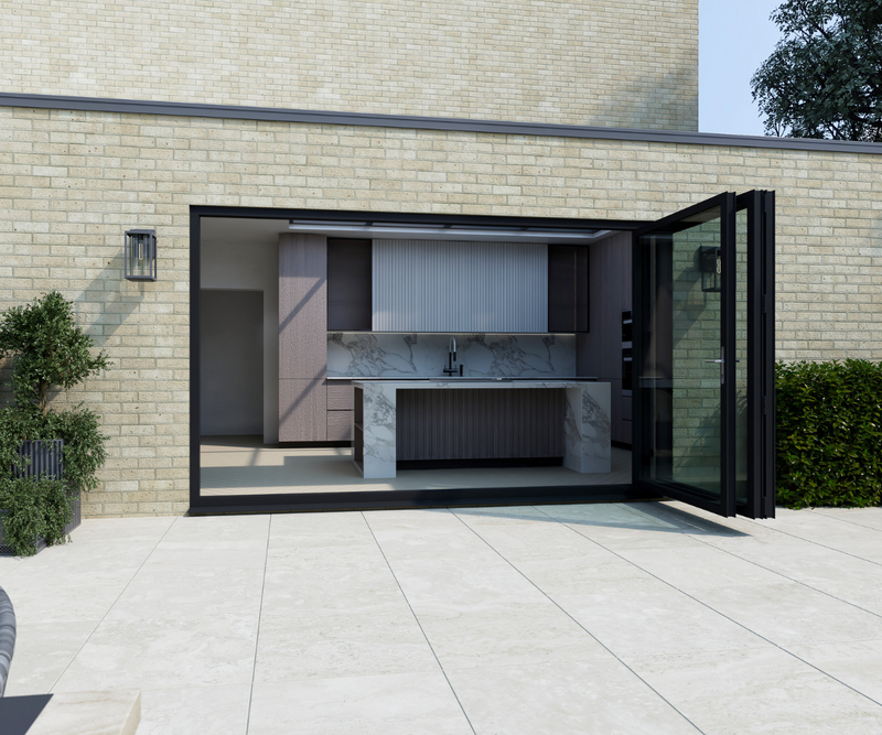 Black Aluminium Bifold Door SMART system - 3 sections