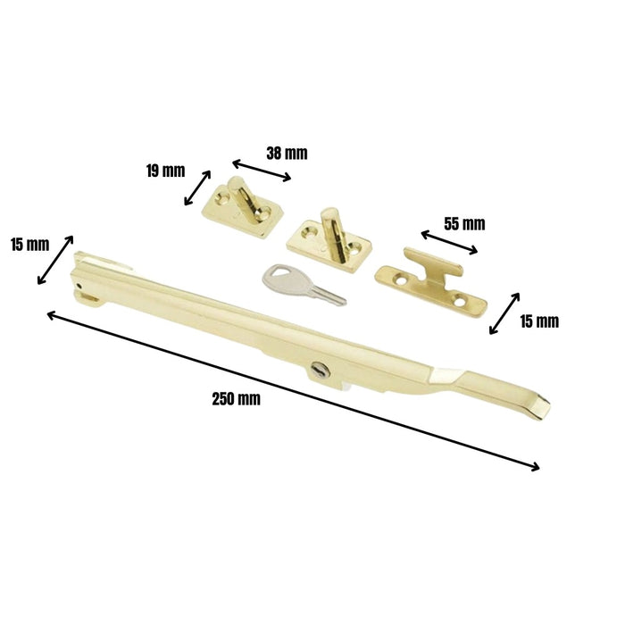 Locking Window Casement Stay PB 250mm