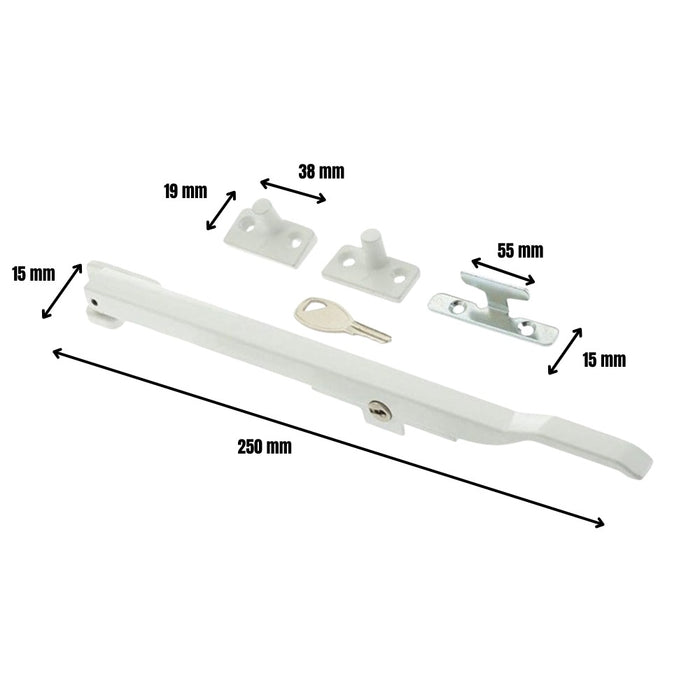 Locking Window Casement Stay White 250mm
