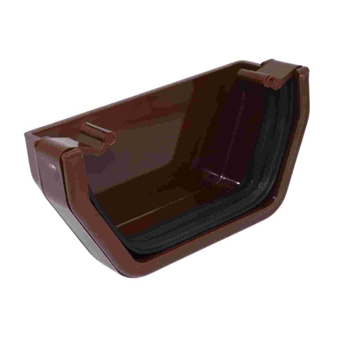Brown Square Guttering External Stop End (114mm)