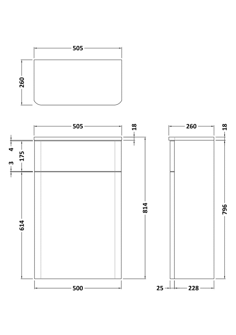 500mm WC Unit Line Drawing
