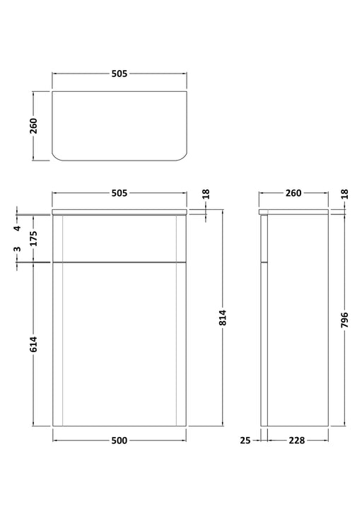 500mm WC Unit Line Drawing