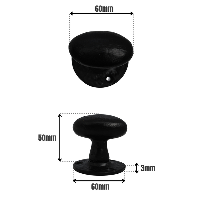Mortice Knob Unsprung 63mm
