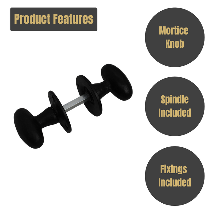 Mortice Knob Unsprung 63mm