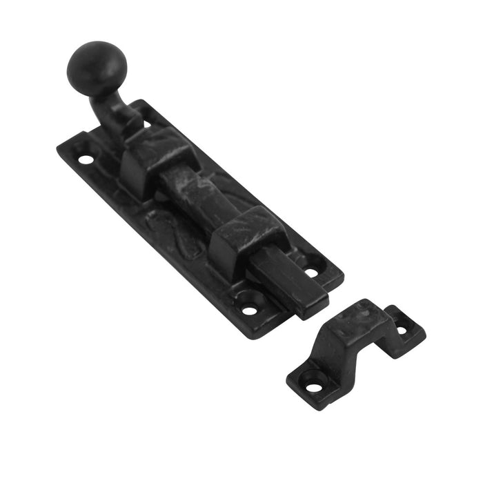Door Bolt Straight 75mm on Black Antique