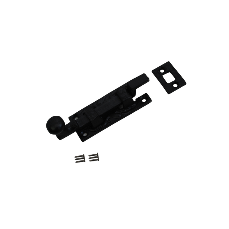 Door Bolt Necked 75mm on Black Antique