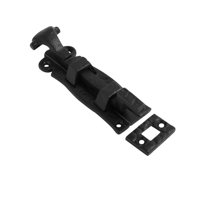 Door Bolt Necked 100mm on Black Antique