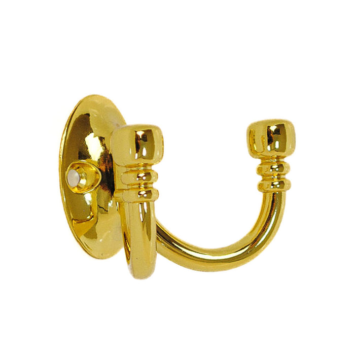 Double Robe Hook Polished Brass 72mm