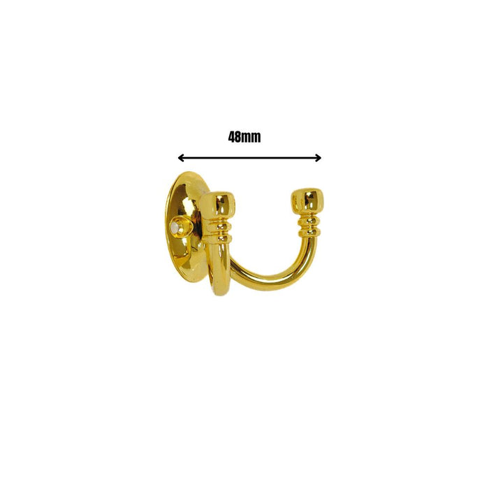 Double Robe Hook Polished Brass 72mm