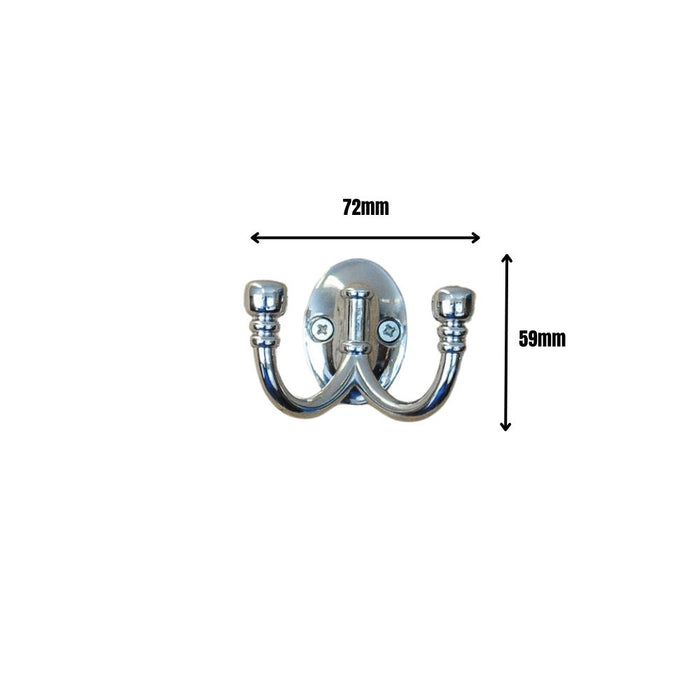 Double Robe Hook Polished Chrome 72mm