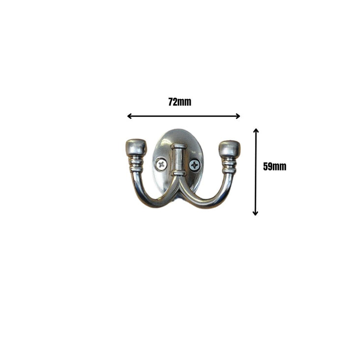 Double Robe Hook Satin Nickel 72mm