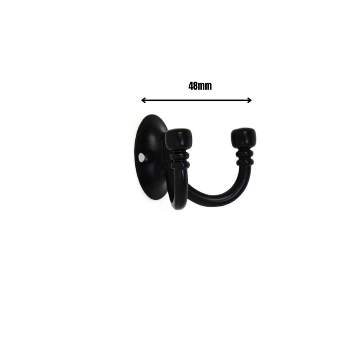 Double Robe Hook Matt Black 72mm