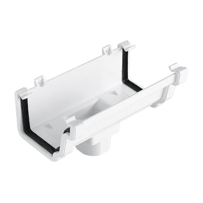 White Ogee Guttering Running Outlet 135mm