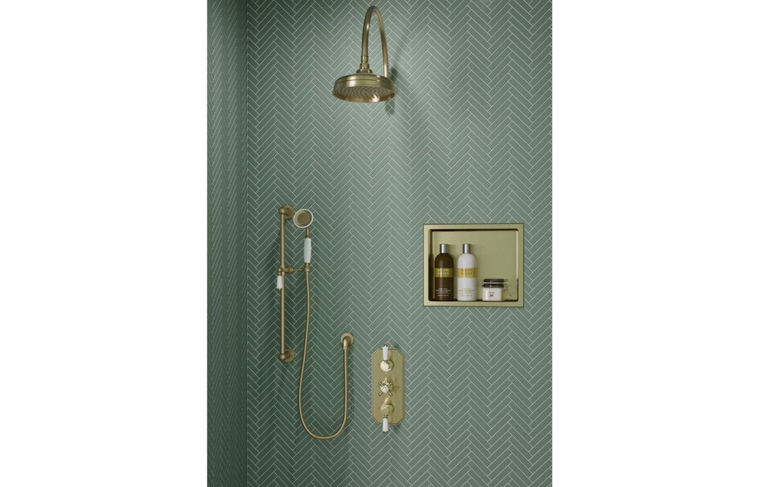 610x305mm Bathroom Niche - Brushed Brass