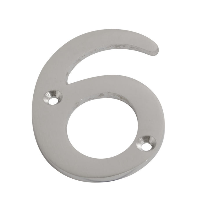 Numeral Figure 6 Satin Chrome 75mm