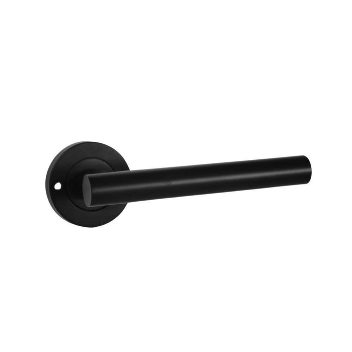 Laurel Lever on Rose Push button Privacy handle Matt Black